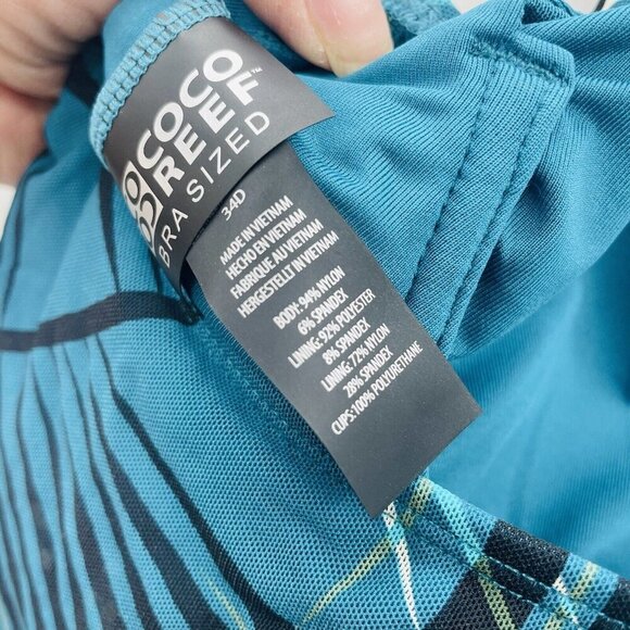 Coco Reef Womens Size 34D Palm Tropical Flourish Bra-Sized Tankini Top $98 2583 - Picture 9 of 9